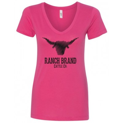 RANCH BRAND - T-shirt femme Cattle rose/noir